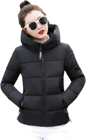 Winter Parka Women Solid Short Jacket Slim Hooded Cotton Padded Thick Casual Female Coats