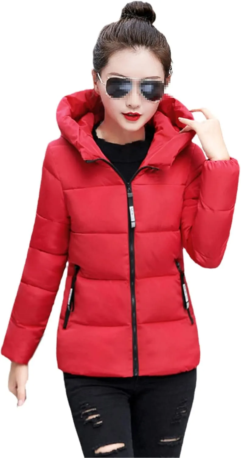 Winter Parka Women Solid Short Jacket Slim Hooded Cotton Padded Thick Casual Female Coats