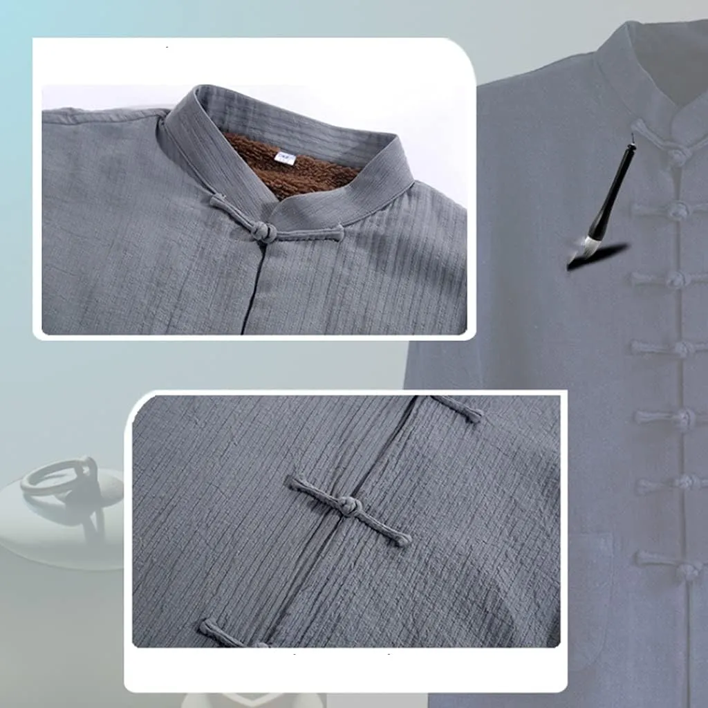 Winter Thick Tang Suit Jackets Cotton Padded Coats Men Warm Tai Chi Uniform Chinese Kung Fu Clothing Shirt