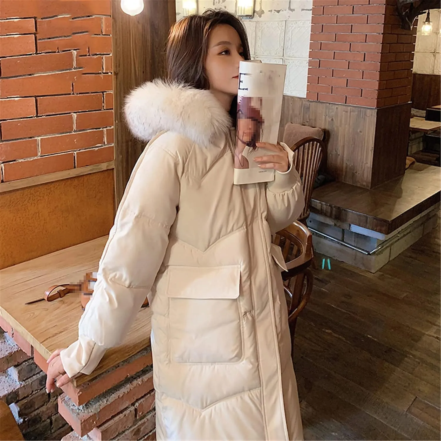 Winter Women's Down Puffer Long Jackets Baggy Thickening Warm Hooded Fluffy Oversized Fashion Cotton Padded Coats