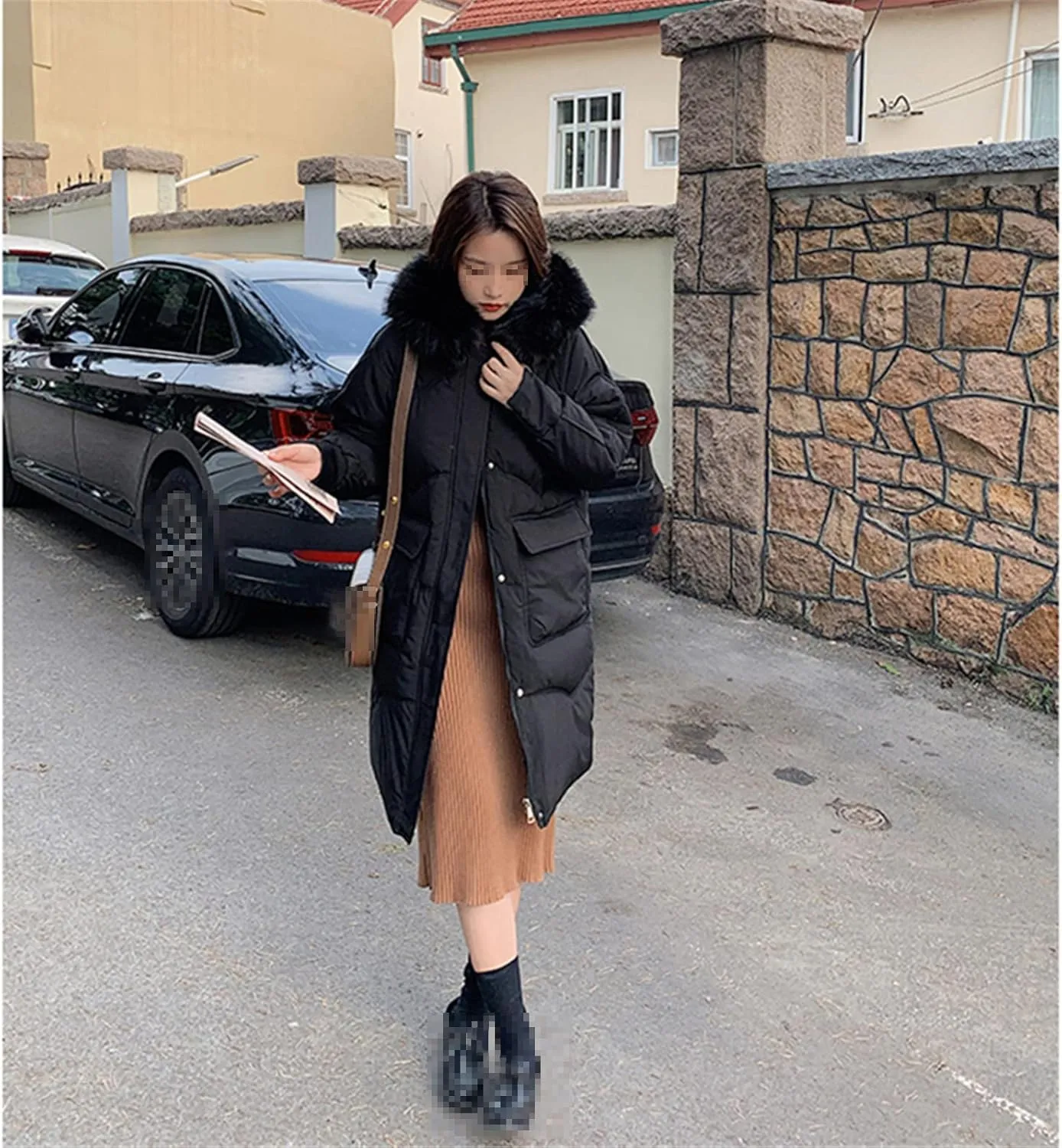 Winter Women's Down Puffer Long Jackets Baggy Thickening Warm Hooded Fluffy Oversized Fashion Cotton Padded Coats