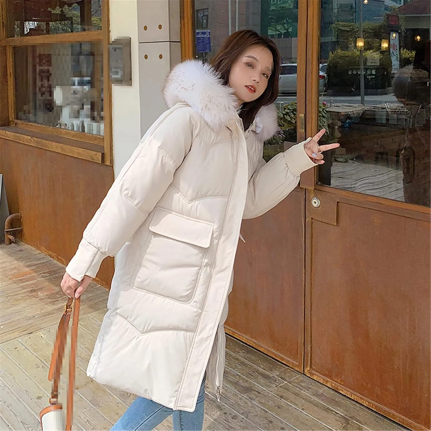 Winter Women's Down Puffer Long Jackets Baggy Thickening Warm Hooded Fluffy Oversized Fashion Cotton Padded Coats