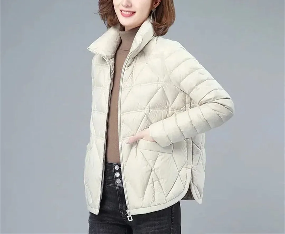 Women Autumn Fashion Loose Casual Winter Padded Coat Lightweight Short Down Cotton Jacket