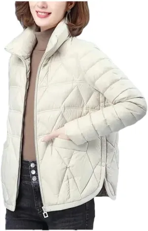 Women Autumn Fashion Loose Casual Winter Padded Coat Lightweight Short Down Cotton Jacket