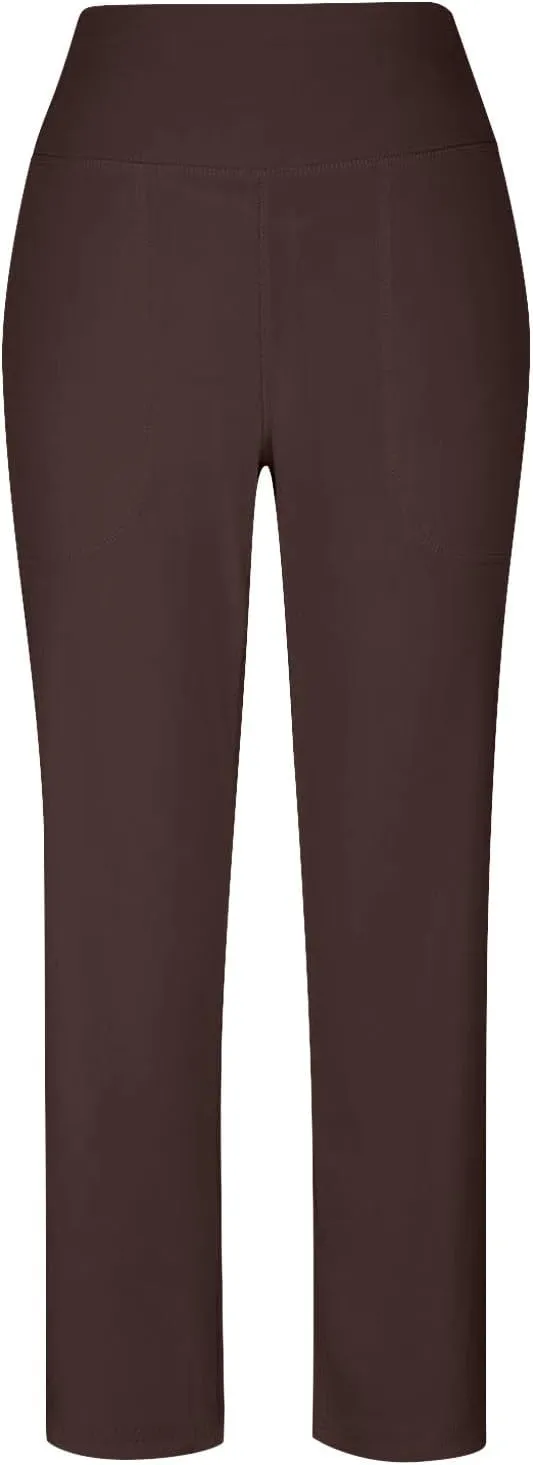 Women Capri Yoga Pants High Waist Wide Leg Lounge Pant with Pockets Tummy Control Stretch Straight Workout Trousers