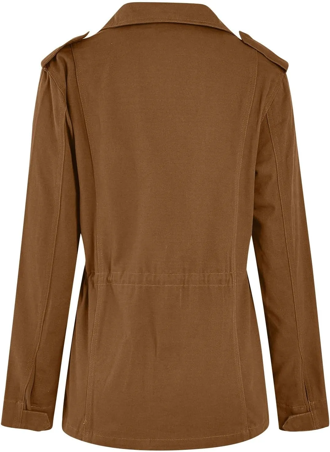 Women Jackets Zip Up Snap Buttons Utility Coats Oversize Long Sleeve Loose Fashion WInter Field Jackets Pockets