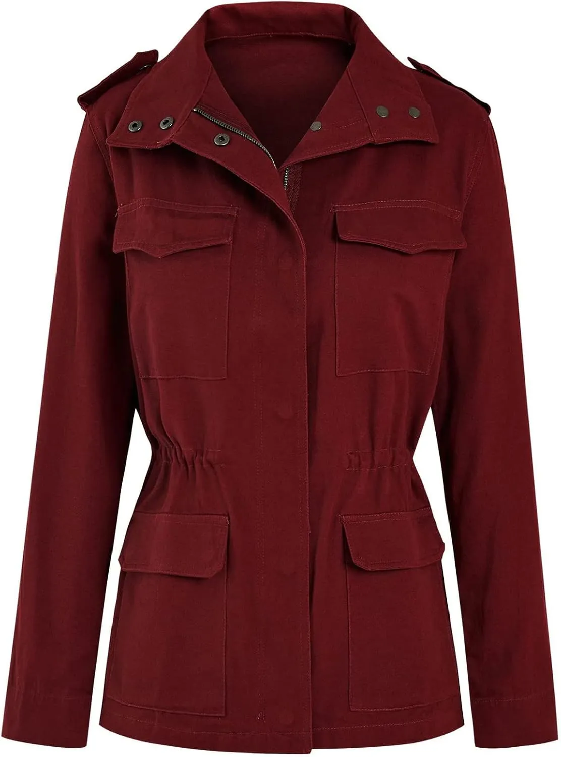 Women Jackets Zip Up Snap Buttons Utility Coats Oversize Long Sleeve Loose Fashion WInter Field Jackets Pockets