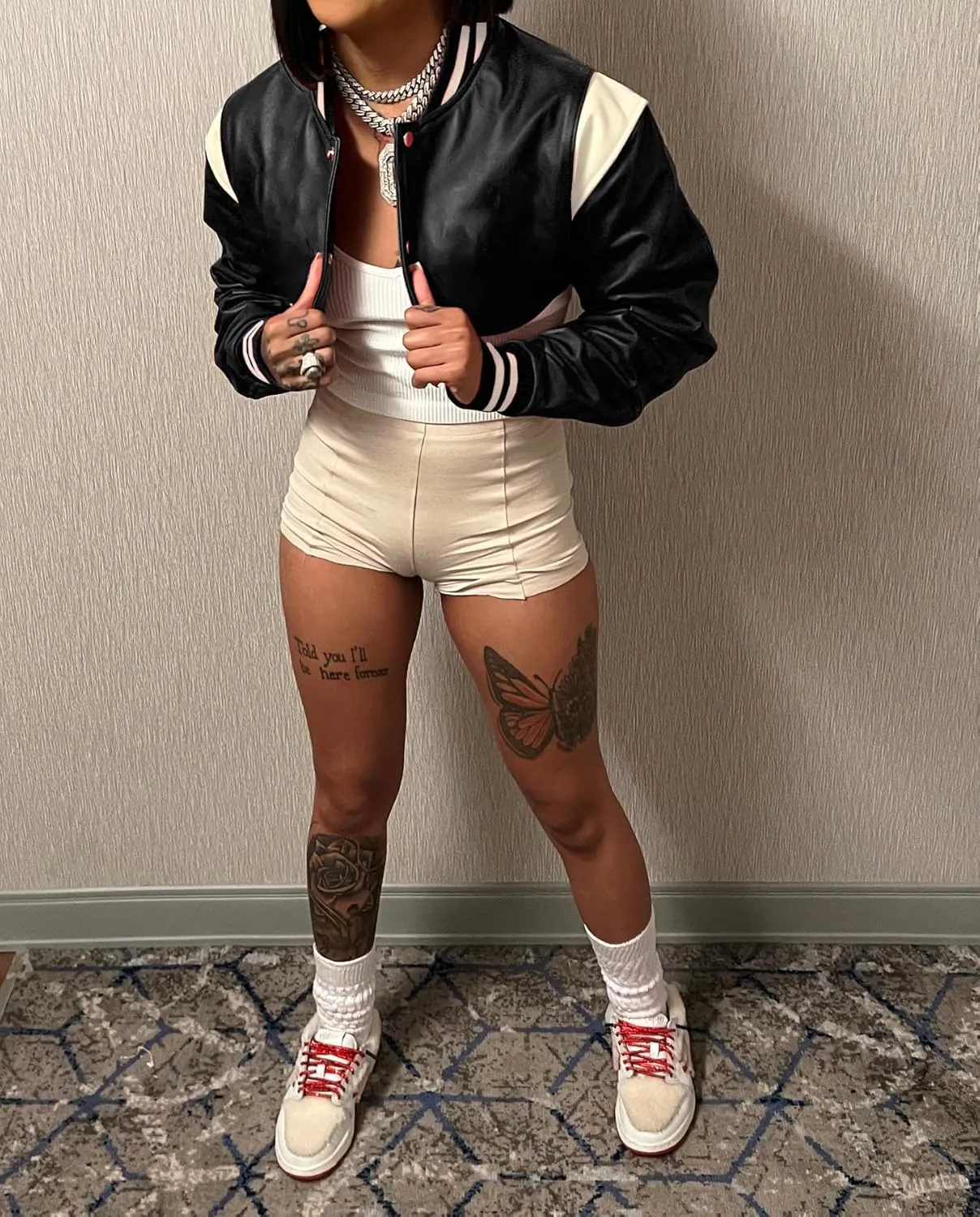 Women Leather Jackets-Faux Motorcycle Cropped Moto Biker Coat Short Lightweight PU Leather Bomber Jacket Women