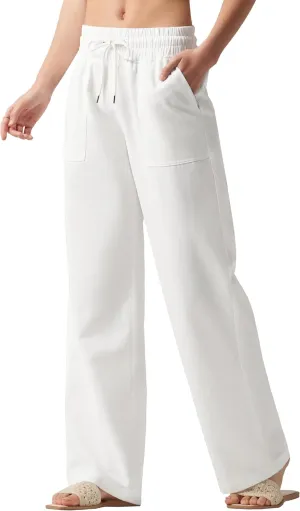 Women Linen Pants Wide Leg Palazzo Pants Cotton Linen Drawstring Summer Pants with Pockets 29"/31"/ 33"