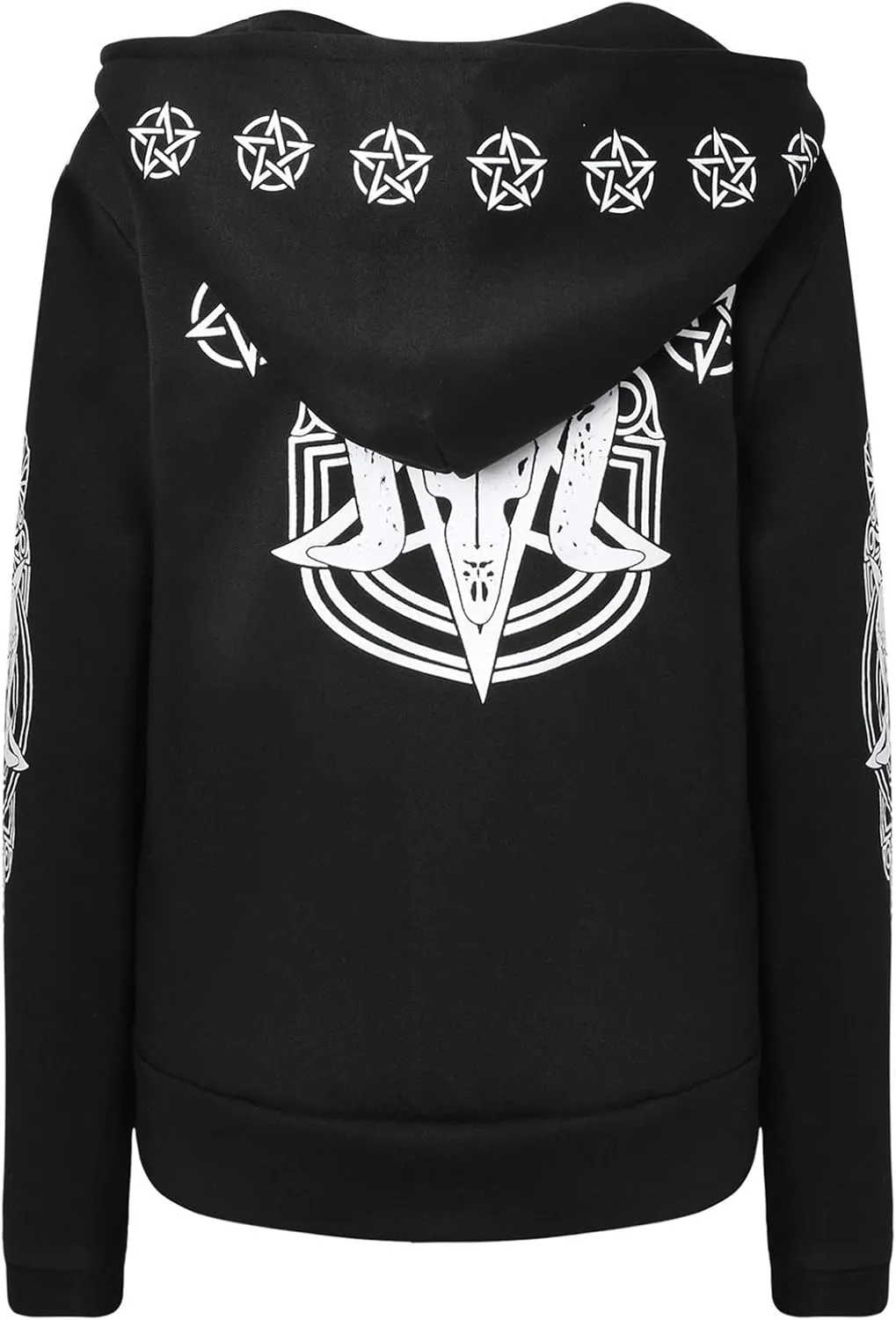 Women Punk Gothic Sweatshirt Witchcraft Moon Long Hoodie Oversized Long Sleeve Zip Up Hoodie