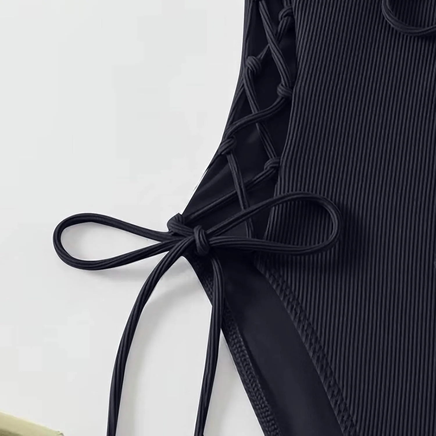 Women Sexy Lace Up One Piece Swimsuit Hollow Out Straps Crisscross Halter Back Bathing Swimwear Summer Beachwear