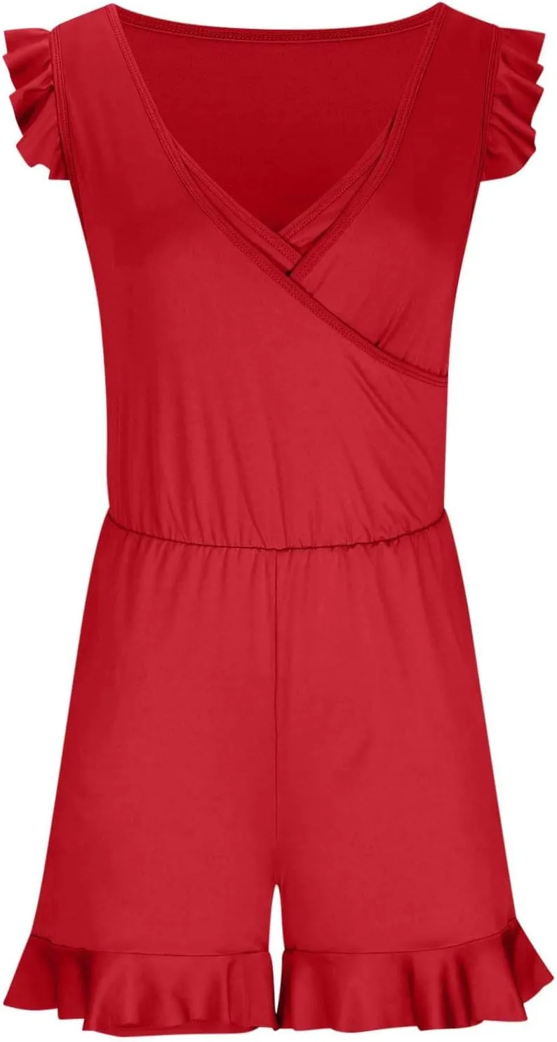 Women Swim Romper with Built in Bra and Pockets, One Piece Full Coverage Bathing Suits Boyleg Jumpsuit Swimsuit