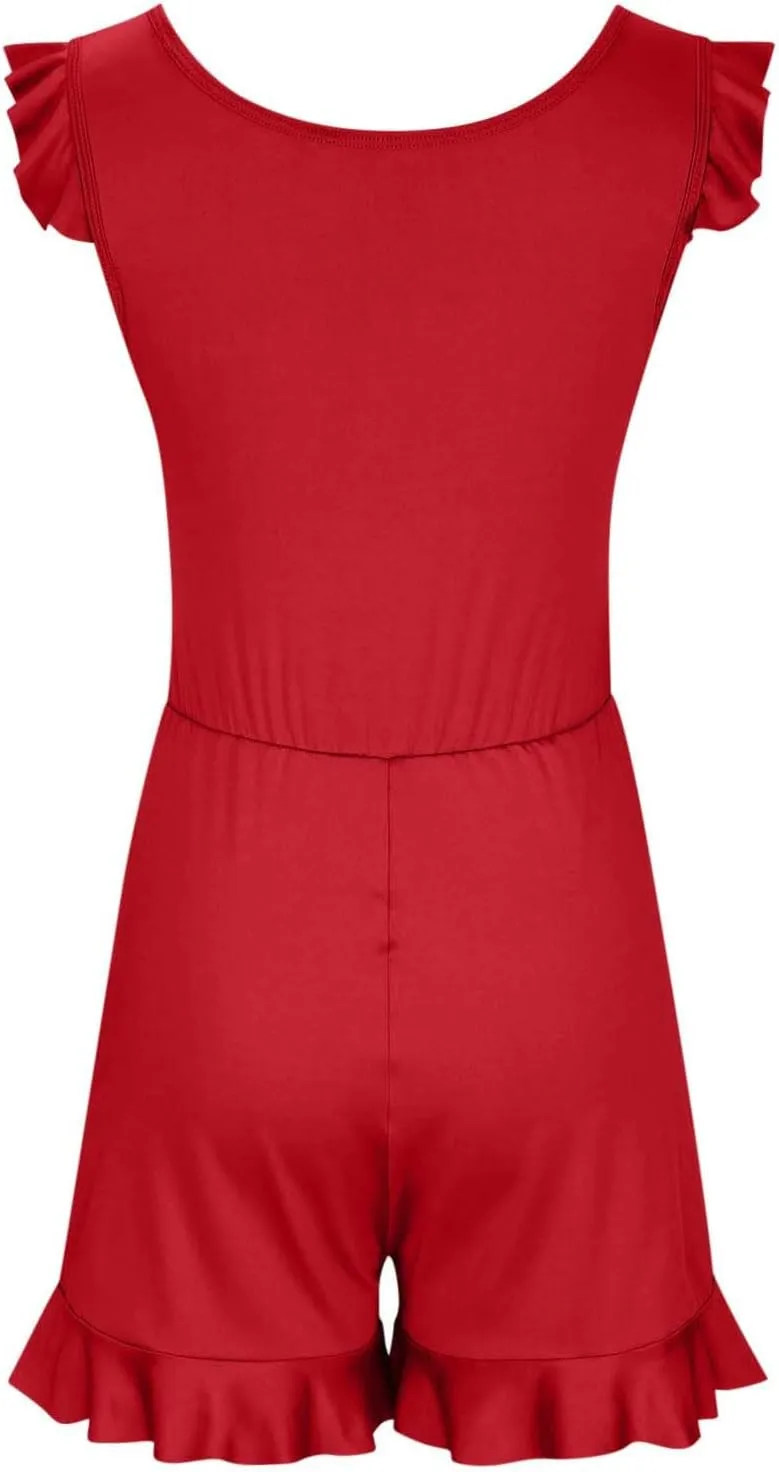 Women Swim Romper with Built in Bra and Pockets, One Piece Full Coverage Bathing Suits Boyleg Jumpsuit Swimsuit