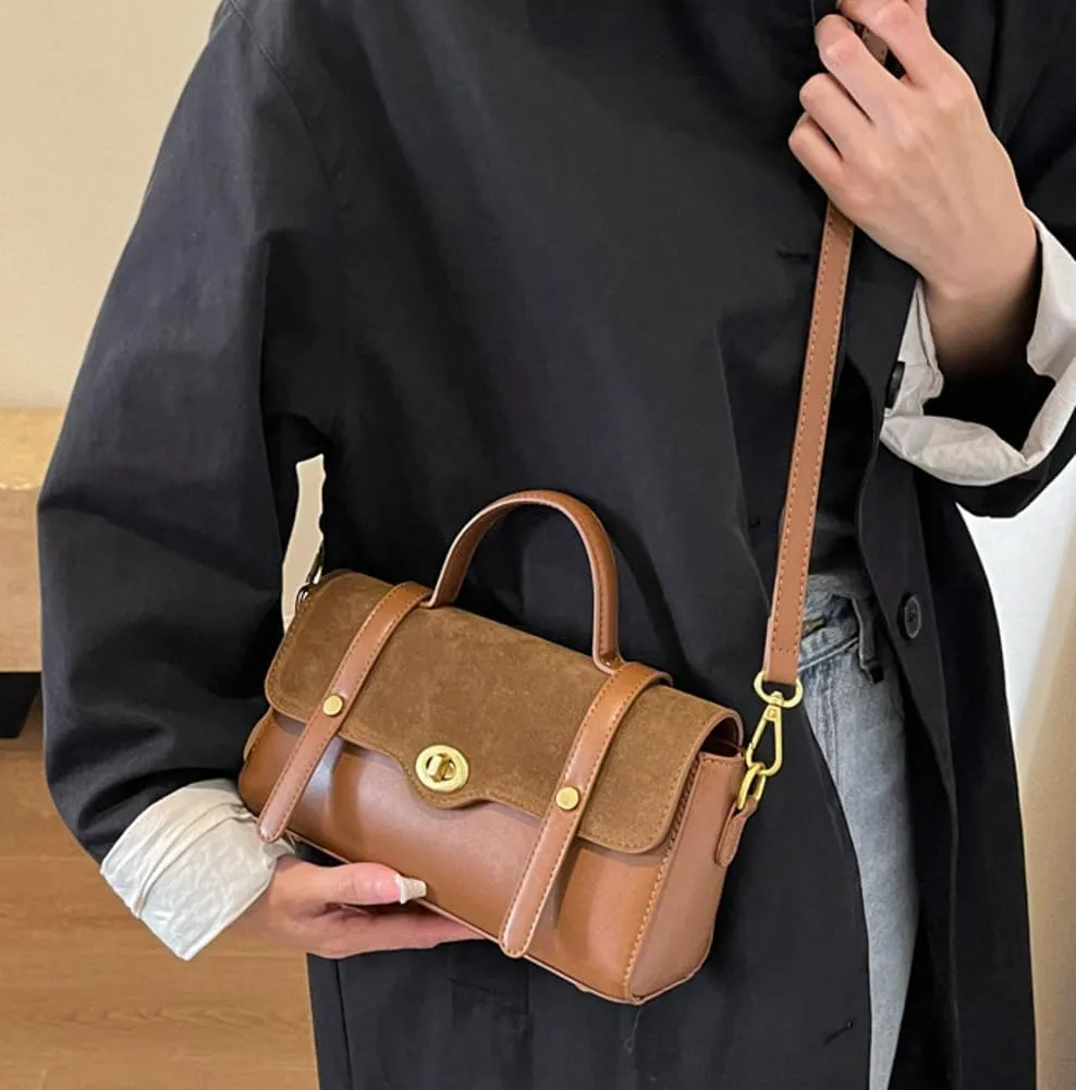 Women Top Handle Satchel Suede Handbags PU Leather Shoulder Bag Work Shopping Dating Crossbody Bag 2024