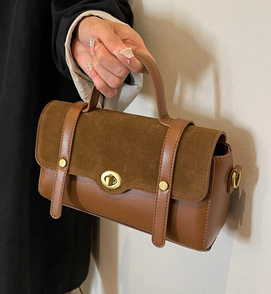 Women Top Handle Satchel Suede Handbags PU Leather Shoulder Bag Work Shopping Dating Crossbody Bag 2024