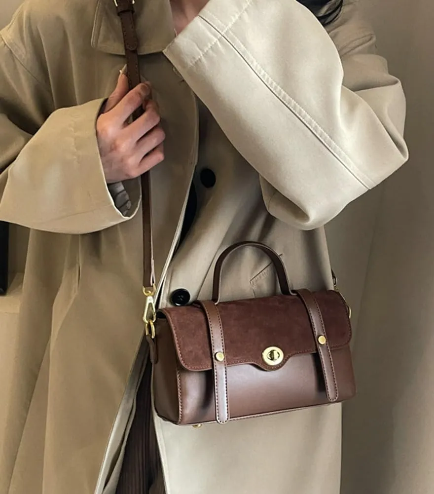 Women Top Handle Satchel Suede Handbags PU Leather Shoulder Bag Work Shopping Dating Crossbody Bag 2024