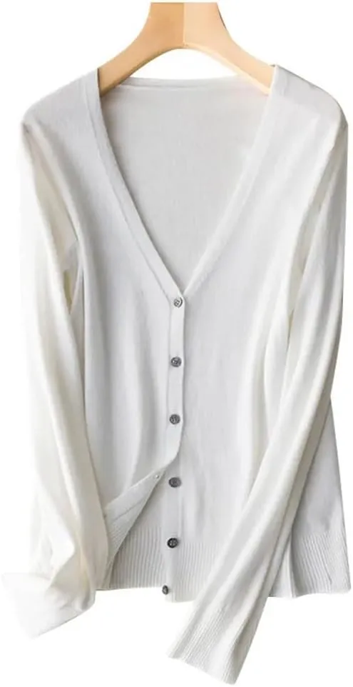 Women V-Neck Single Breasted Cardigan Sweater Long Sleeve Cardigans Knit Outwear