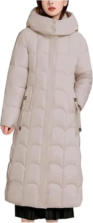 Women Winter Hooded Parka Jackets Casual Long Thicken Warm Cotton-Padded Puffer Coats