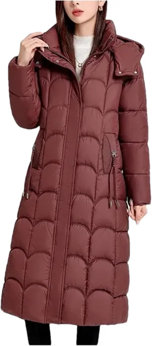 Women Winter Hooded Parka Jackets Casual Long Thicken Warm Cotton-Padded Puffer Coats