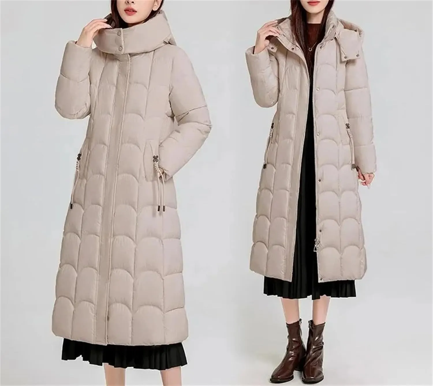 Women Winter Hooded Parka Jackets Casual Long Thicken Warm Cotton-Padded Puffer Coats