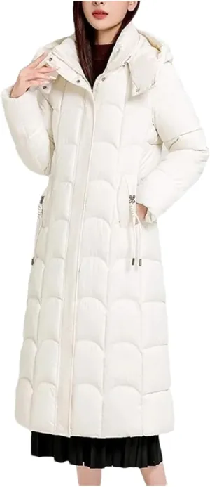 Women Winter Hooded Parka Jackets Casual Long Thicken Warm Cotton-Padded Puffer Coats