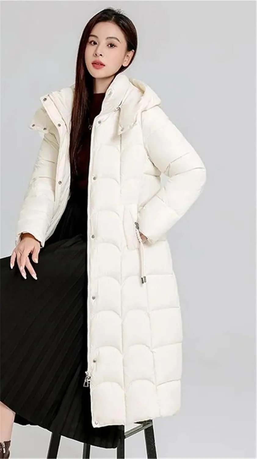 Women Winter Hooded Parka Jackets Casual Long Thicken Warm Cotton-Padded Puffer Coats