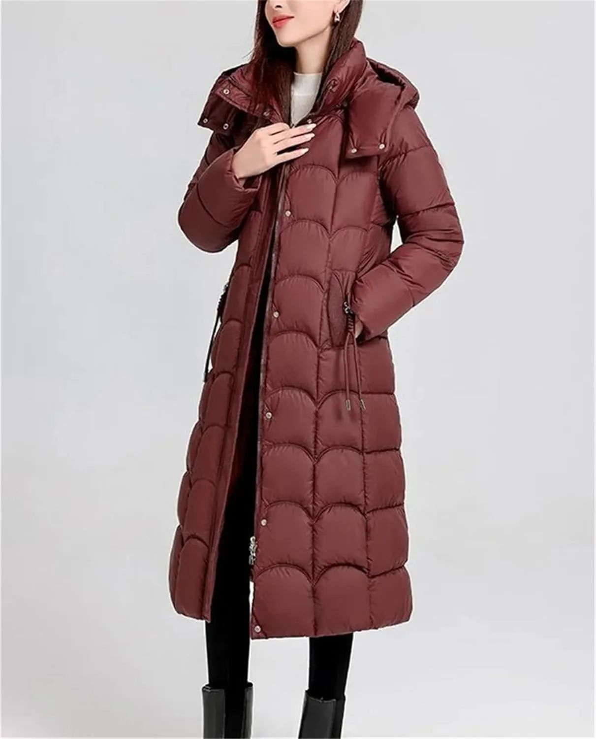 Women Winter Hooded Parka Jackets Casual Long Thicken Warm Cotton-Padded Puffer Coats