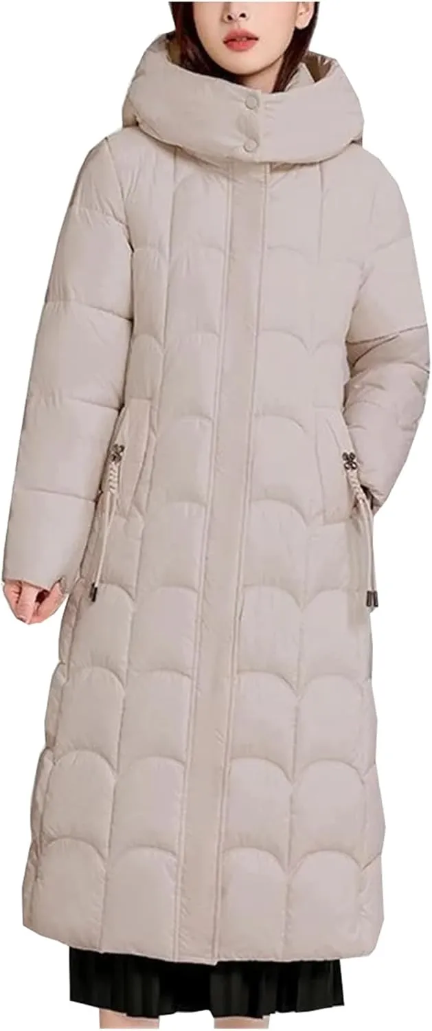 Women Winter Hooded Parka Jackets Casual Long Thicken Warm Cotton-Padded Puffer Coats
