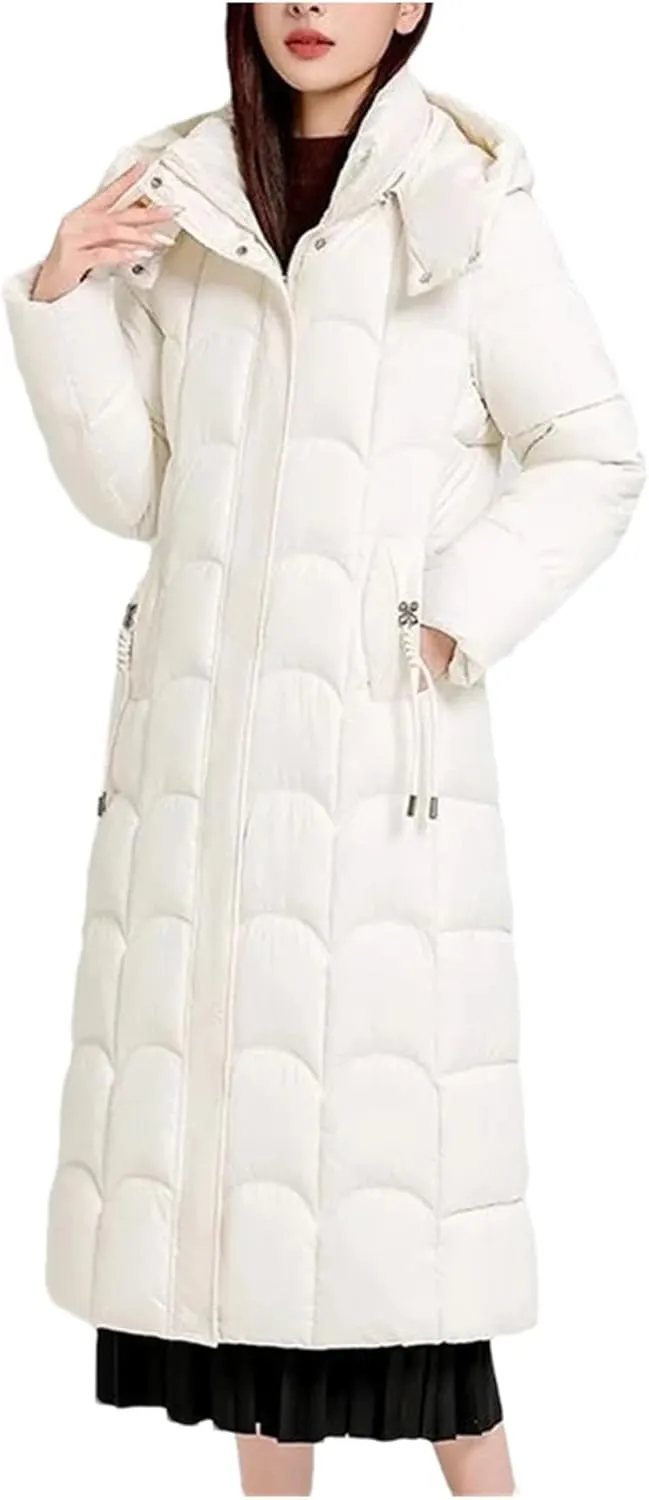 Women Winter Hooded Parka Jackets Casual Long Thicken Warm Cotton-Padded Puffer Coats