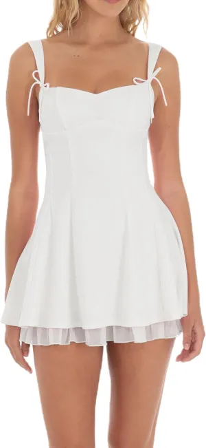 Women Y2K Square Neck Mini Dress Lace Ruffle A-Line Going Out Dress Spaghetti Strap Backless Bustier Sundress