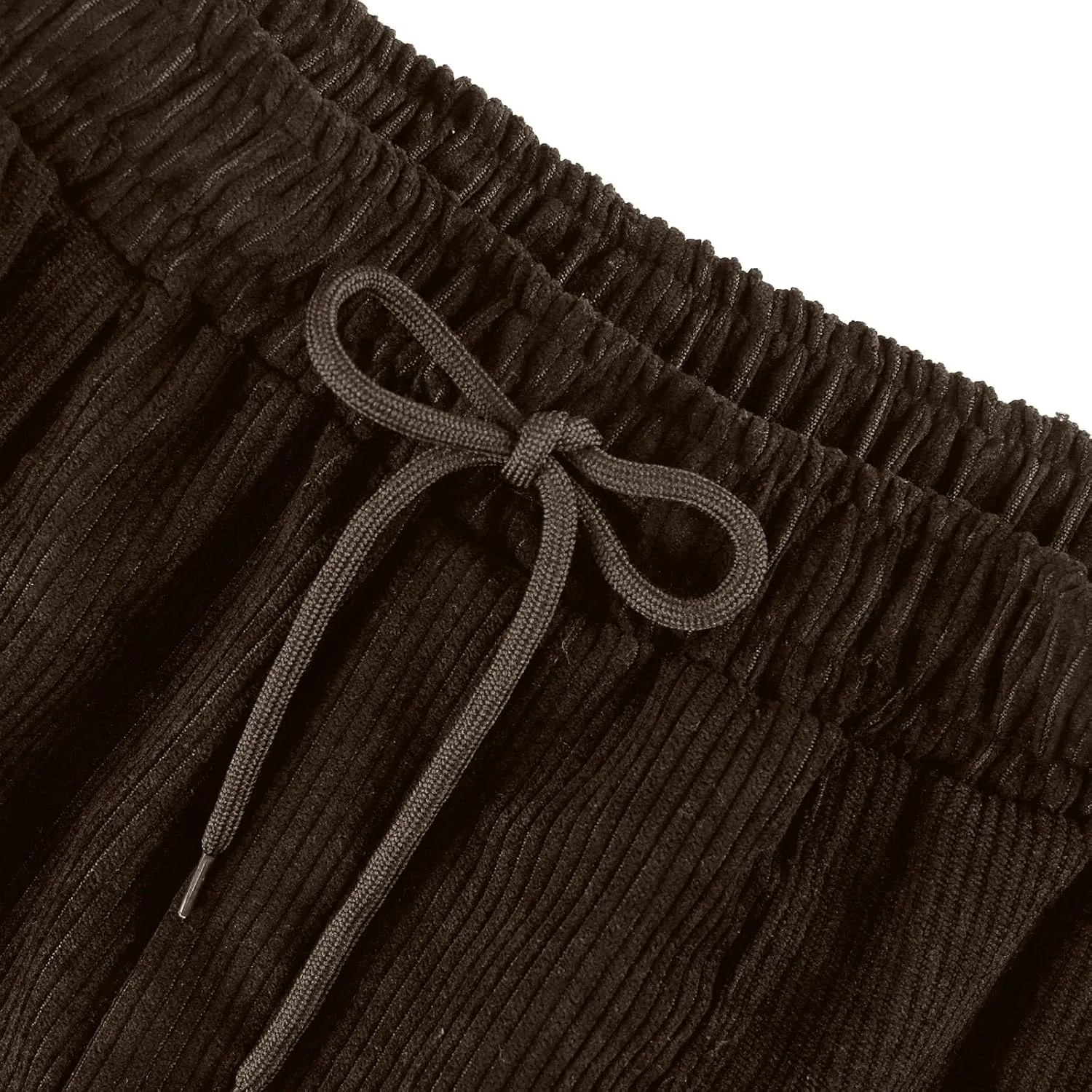 Womens Corduroy Pants Straight Leg Drawstring Elastic Waist Lounge Pants Casual Comfy Work Pants with Pockets