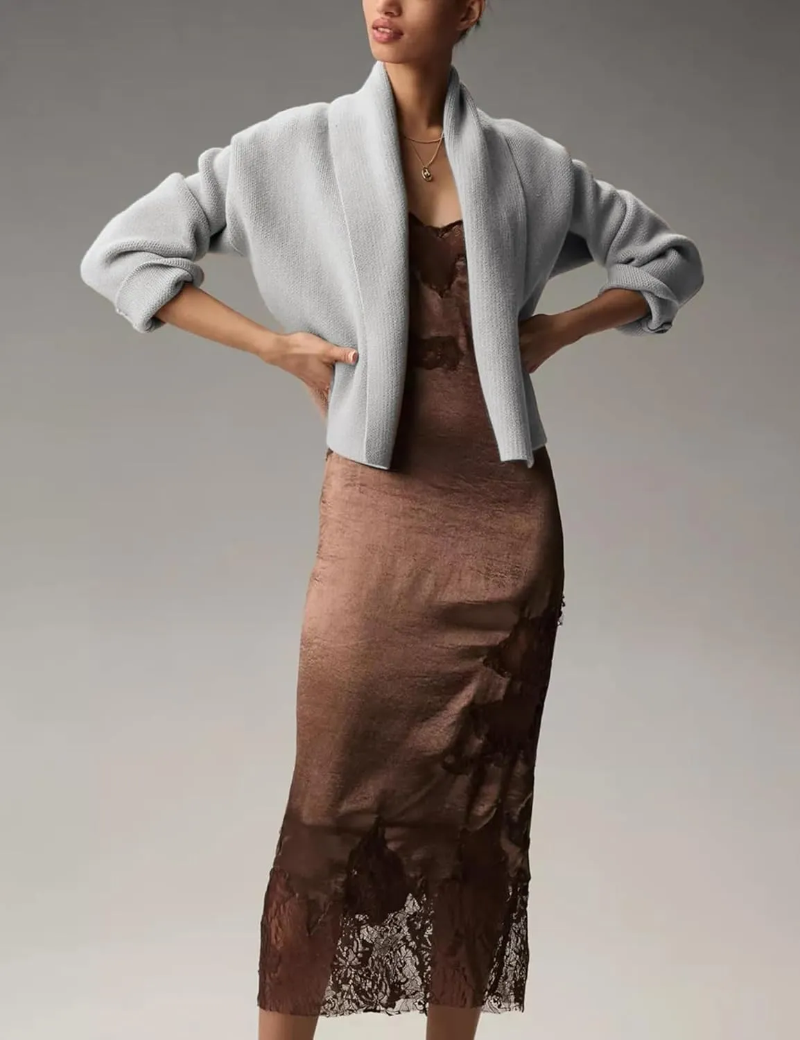 Womens Cropped Cardigan Sweater Chunky Knit Jacket Open Front Long Sleeve Elegant Cardigans Chunky Fall Outwear Coat