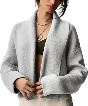 Womens Cropped Cardigan Sweater Chunky Knit Jacket Open Front Long Sleeve Elegant Cardigans Chunky Fall Outwear Coat