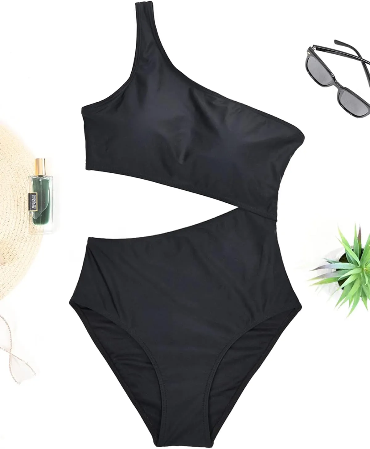 Women's One Piece Swimsuit- One Shoulder Bathing Suit Cutout Tummy Control Swimwear