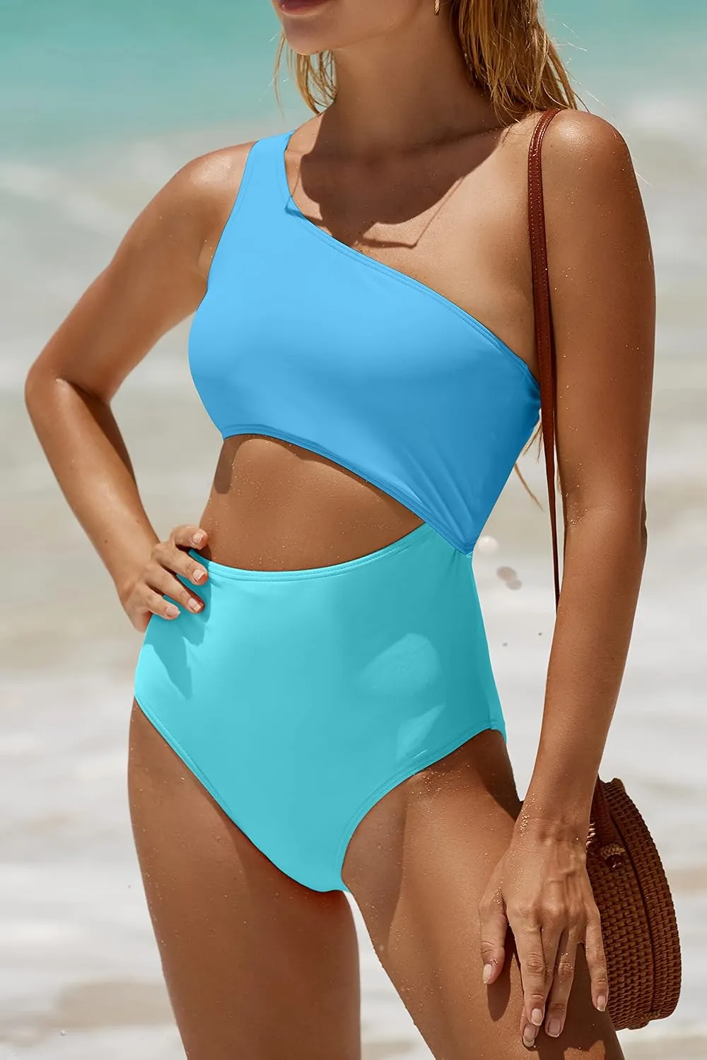 Women's One Piece Swimsuit- One Shoulder Bathing Suit Cutout Tummy Control Swimwear