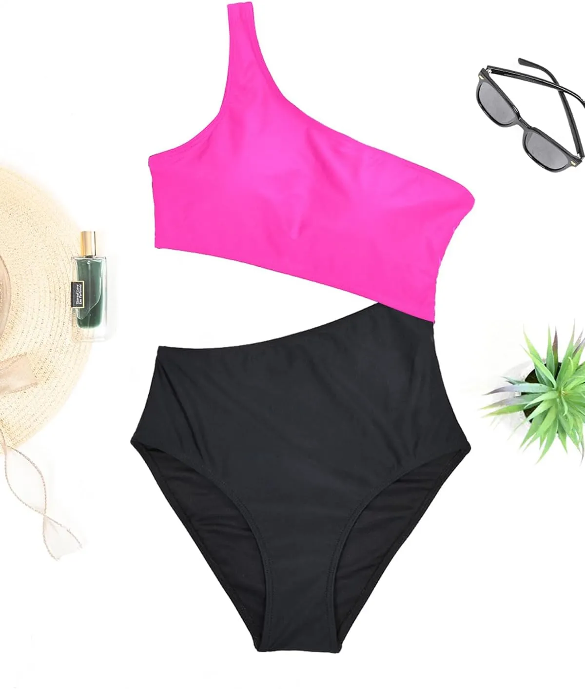 Women's One Piece Swimsuit- One Shoulder Bathing Suit Cutout Tummy Control Swimwear
