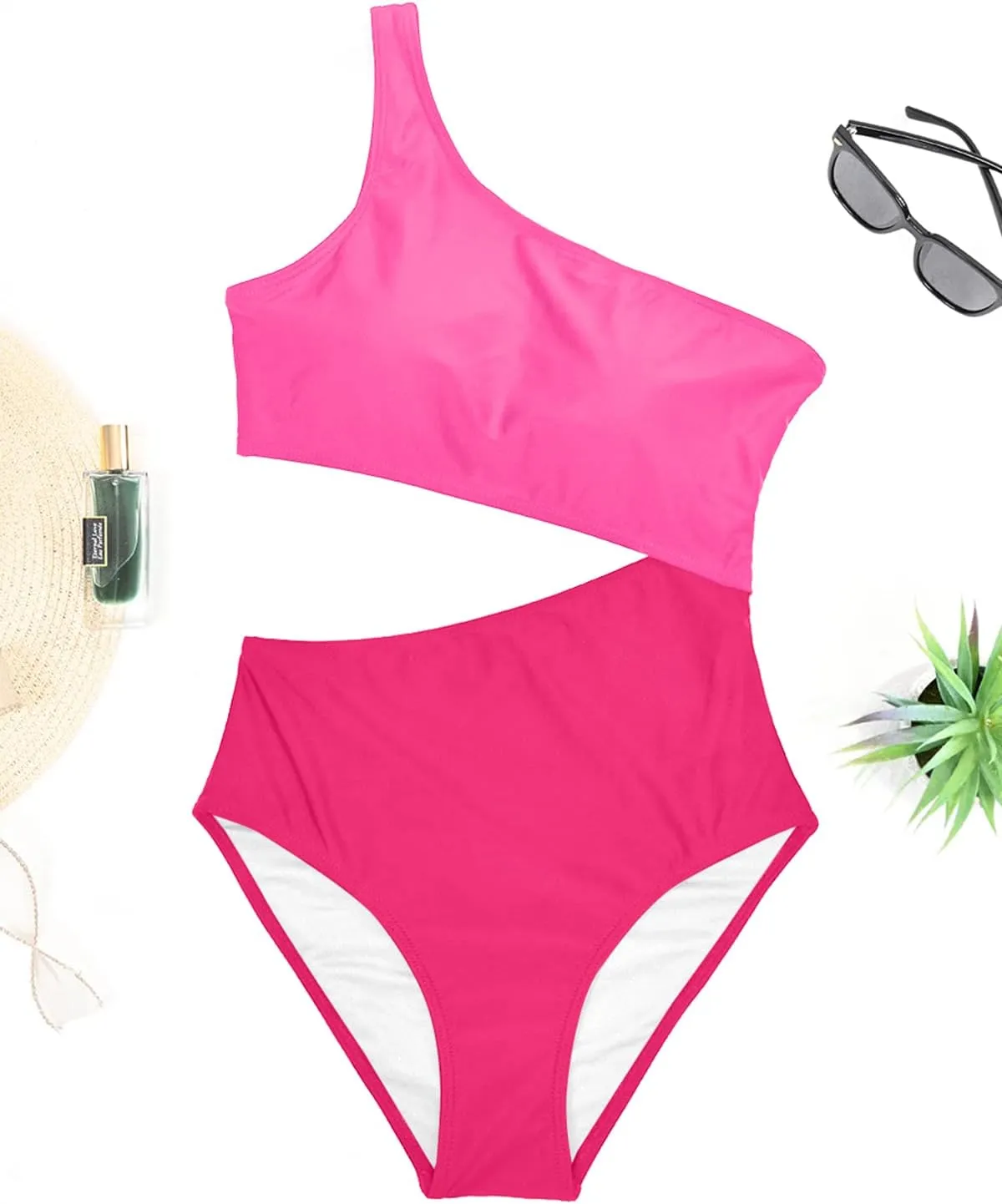 Women's One Piece Swimsuit- One Shoulder Bathing Suit Cutout Tummy Control Swimwear