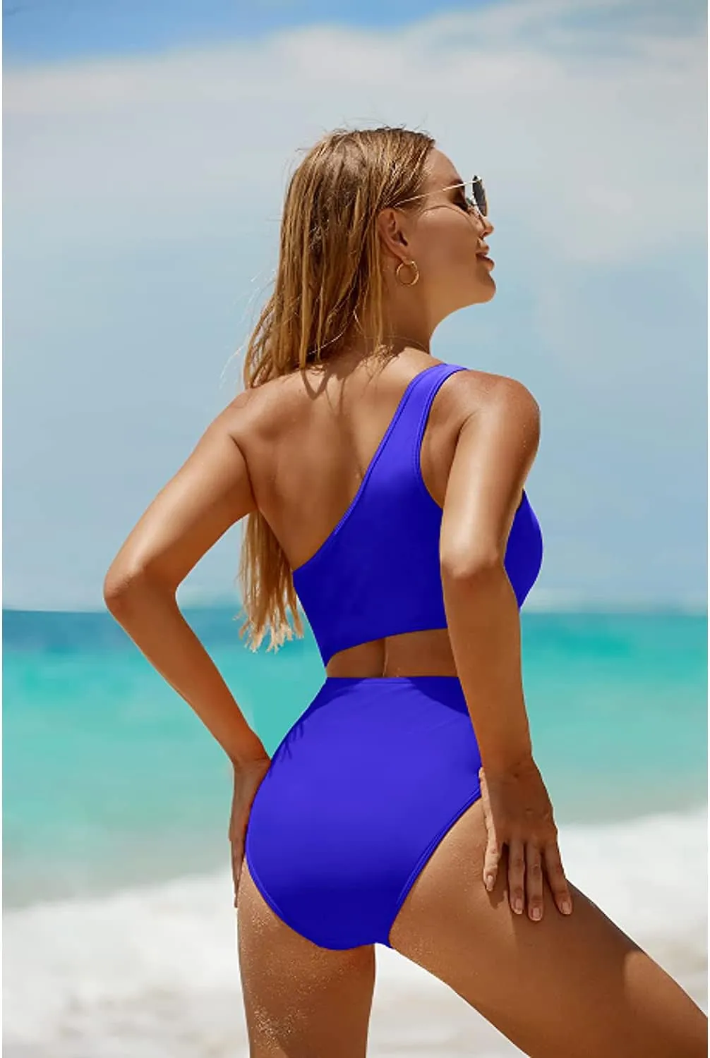 Women's One Piece Swimsuit- One Shoulder Bathing Suit Cutout Tummy Control Swimwear