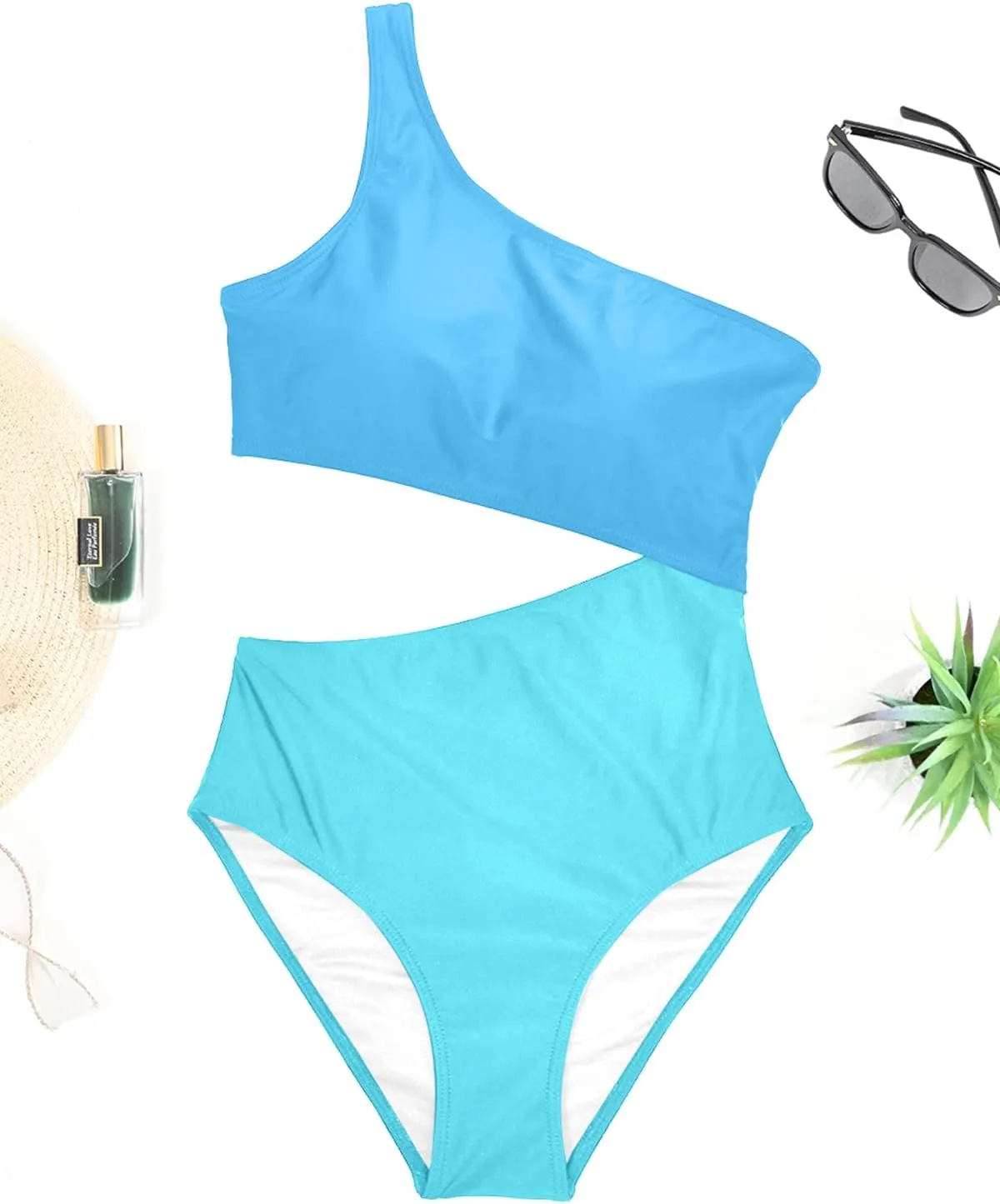 Women's One Piece Swimsuit- One Shoulder Bathing Suit Cutout Tummy Control Swimwear
