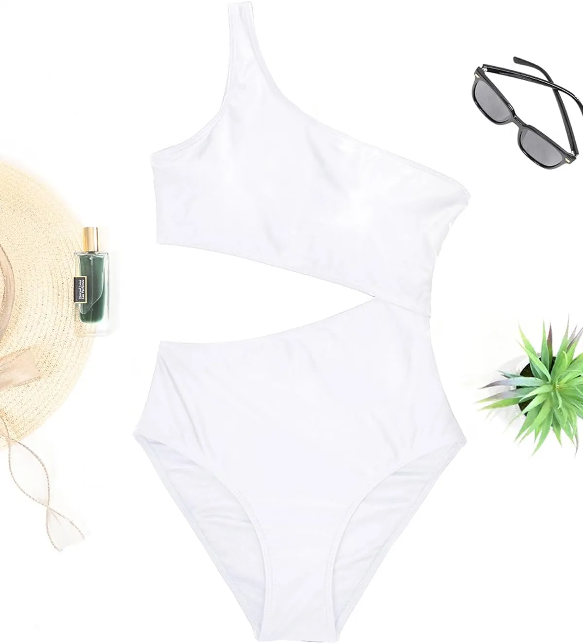 Women's One Piece Swimsuit- One Shoulder Bathing Suit Cutout Tummy Control Swimwear