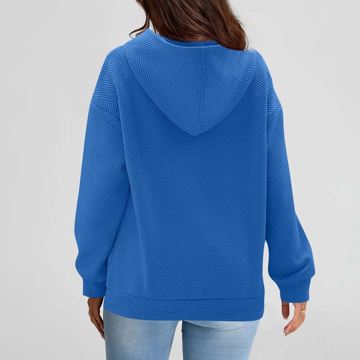Womens Oversized Hoodie Jacket Fall Fashion 2024 Zip Up Long Sleeve Textured Hooded Sweatshirt Lightweight Jackets
