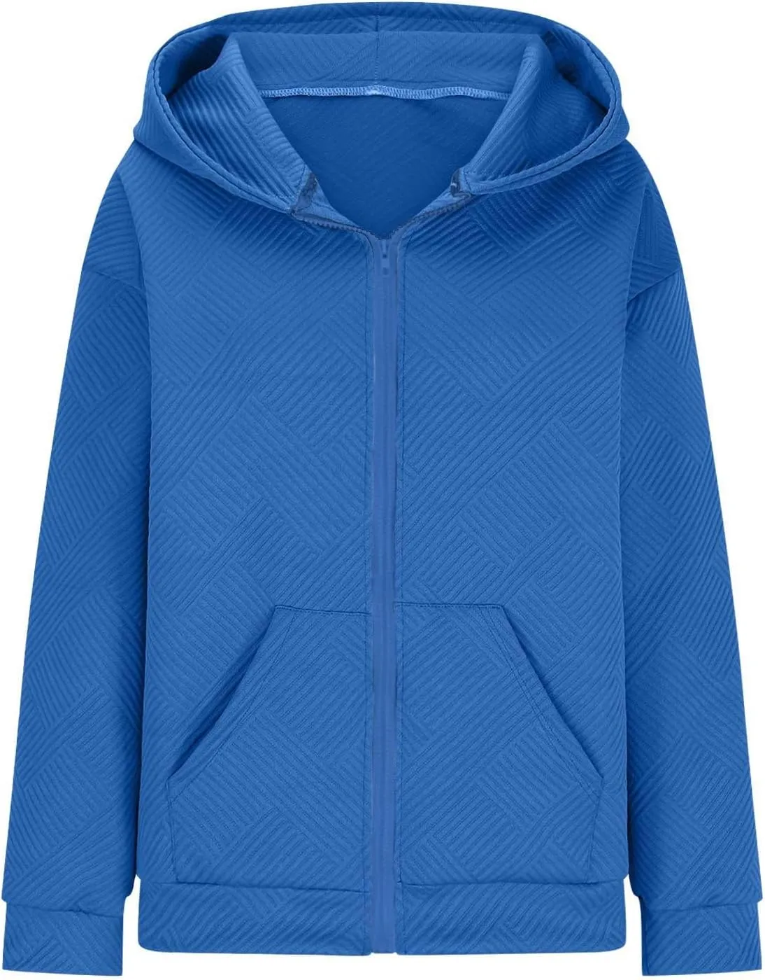 Womens Oversized Hoodie Jacket Fall Fashion 2024 Zip Up Long Sleeve Textured Hooded Sweatshirt Lightweight Jackets