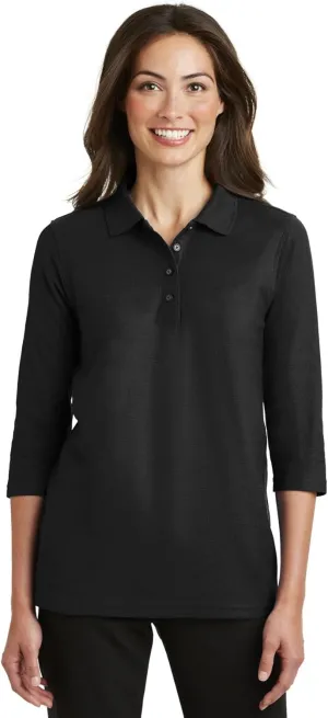 Women's Silk Touch 3/4-Sleeve Polo Shirt