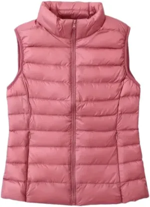Women'S Sleeveless Down Vest Lightweight And Warm Full Zip Vest Casual White Duck Down Jacket