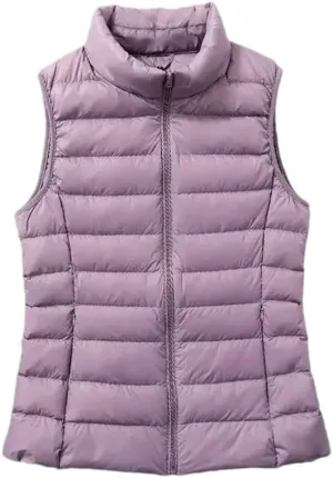 Women'S Sleeveless Down Vest Lightweight And Warm Full Zip Vest Casual White Duck Down Jacket