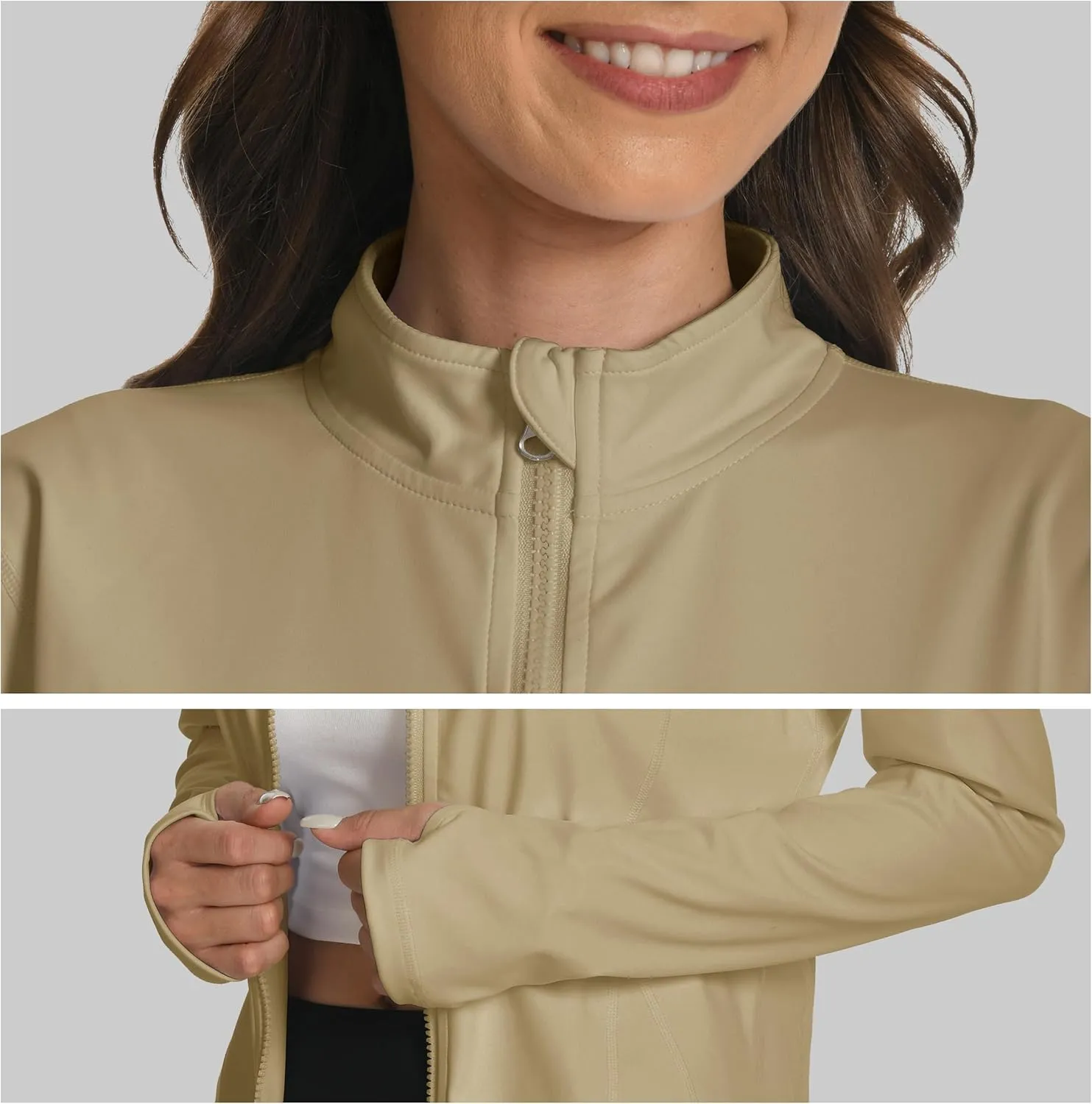 Women's Slim Fit Yoga Jackets Workout Lightweight Running Athletic Full Zip Jacket,with Thumb Holes