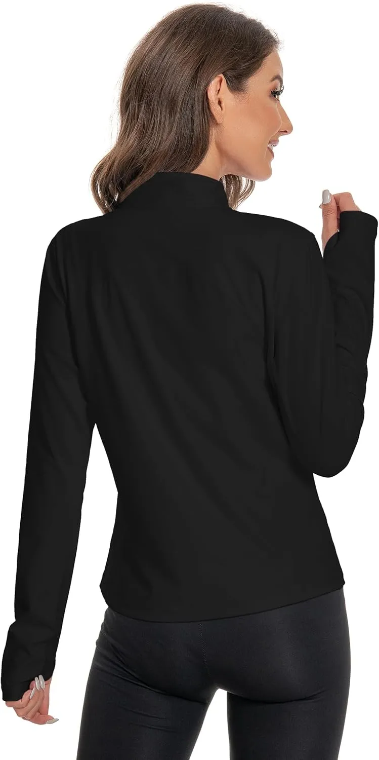 Women's Slim Fit Yoga Jackets Workout Lightweight Running Athletic Full Zip Jacket,with Thumb Holes