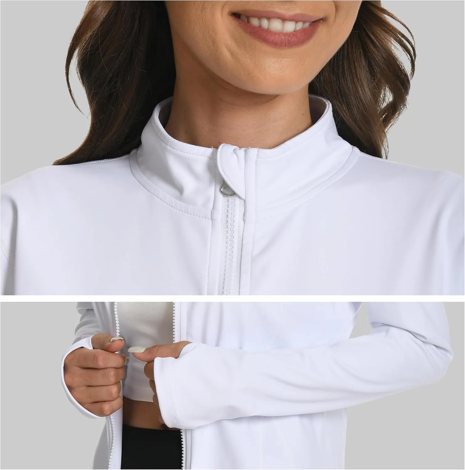 Women's Slim Fit Yoga Jackets Workout Lightweight Running Athletic Full Zip Jacket,with Thumb Holes