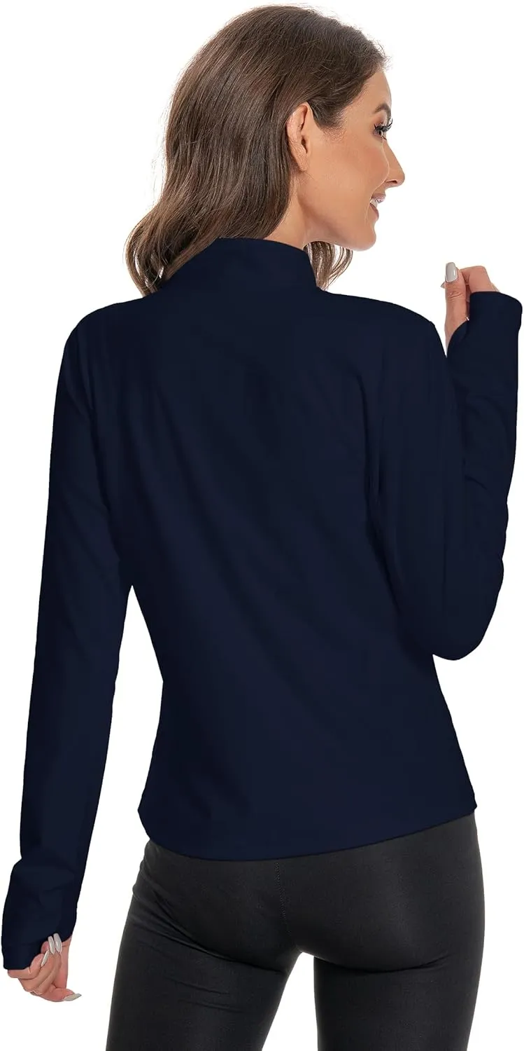 Women's Slim Fit Yoga Jackets Workout Lightweight Running Athletic Full Zip Jacket,with Thumb Holes