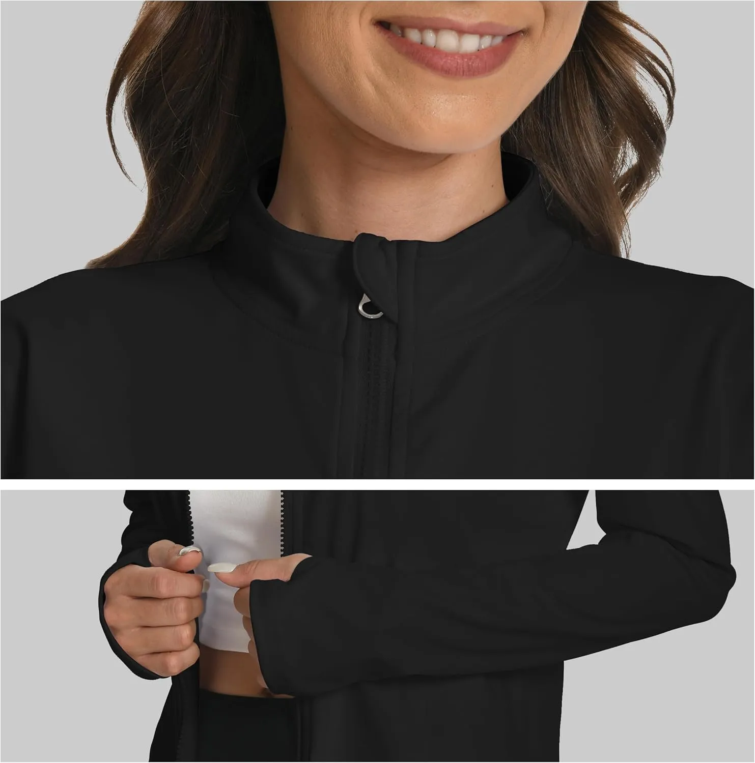 Women's Slim Fit Yoga Jackets Workout Lightweight Running Athletic Full Zip Jacket,with Thumb Holes